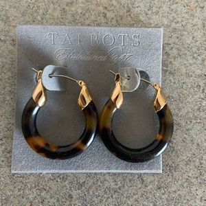 Tortoiseshell Hoop Earrings with Gold Accents